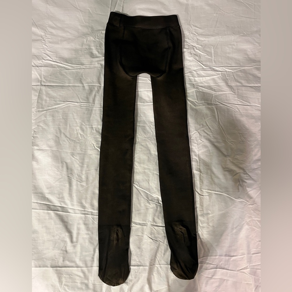 Black Sheer Fleece-Lined Tights, Size XS - Picture 3 of 8